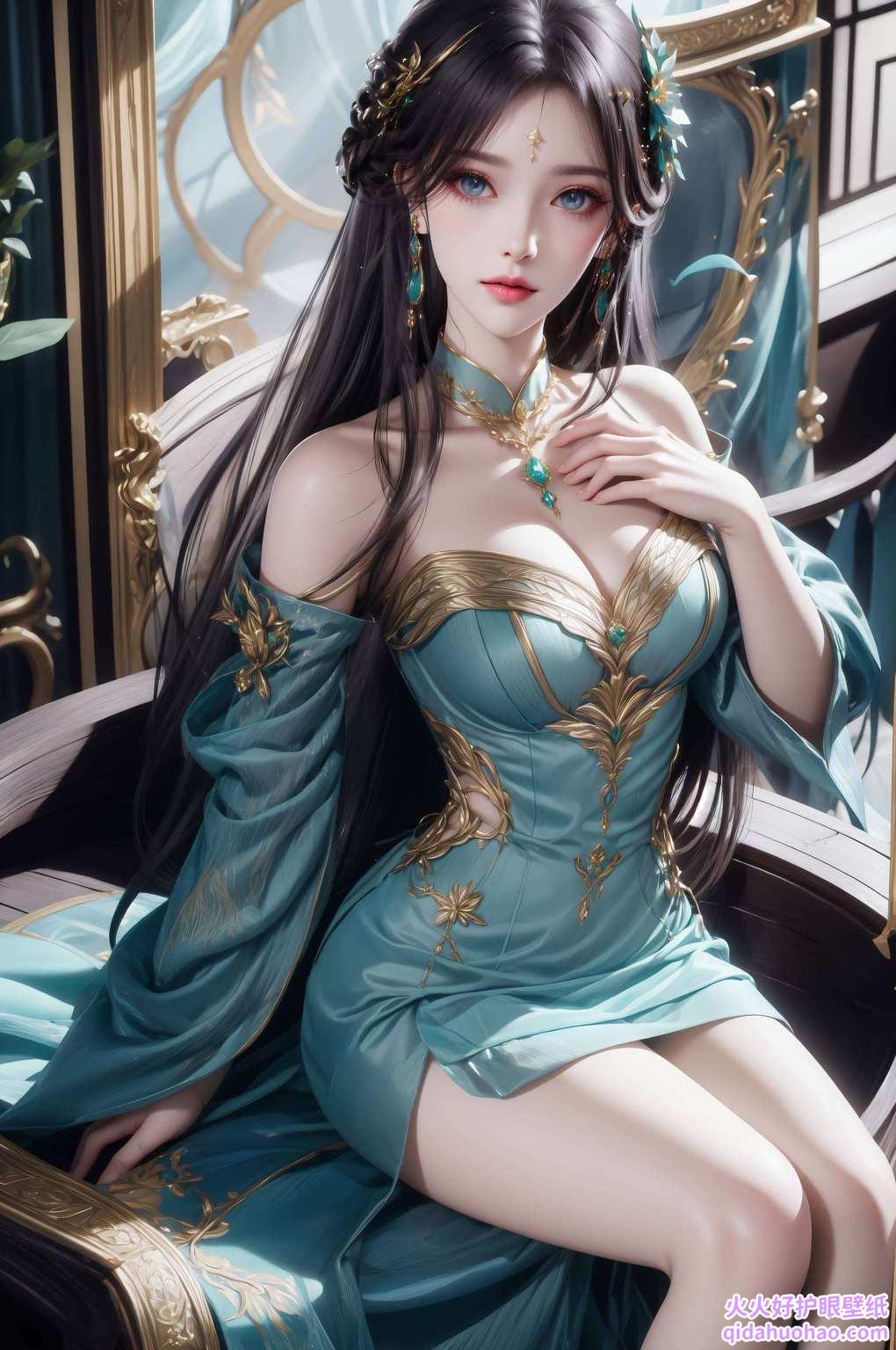 她的眼神如秋水般深邃简约而不失风范