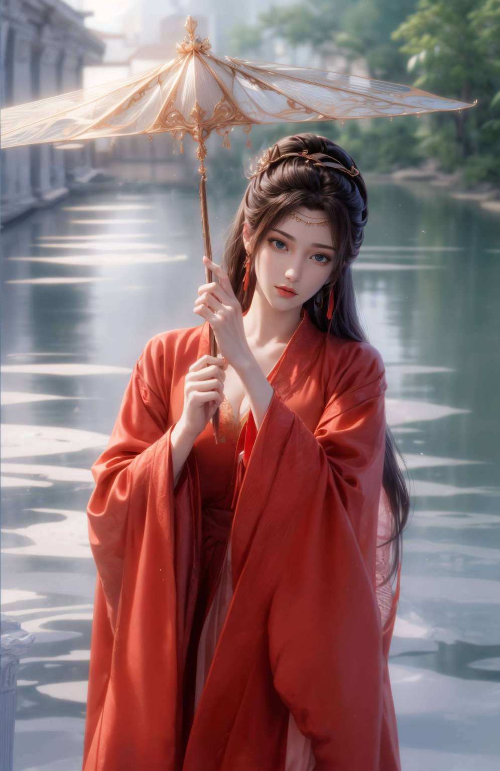 她的眼神藏着深深的玄幻奥秘婉约飘逸