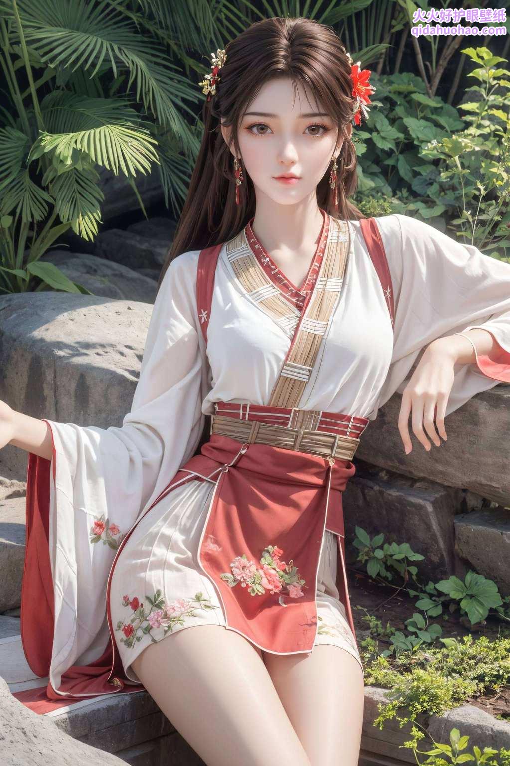 那飘逸的长发在风中轻轻舞动火灵儿