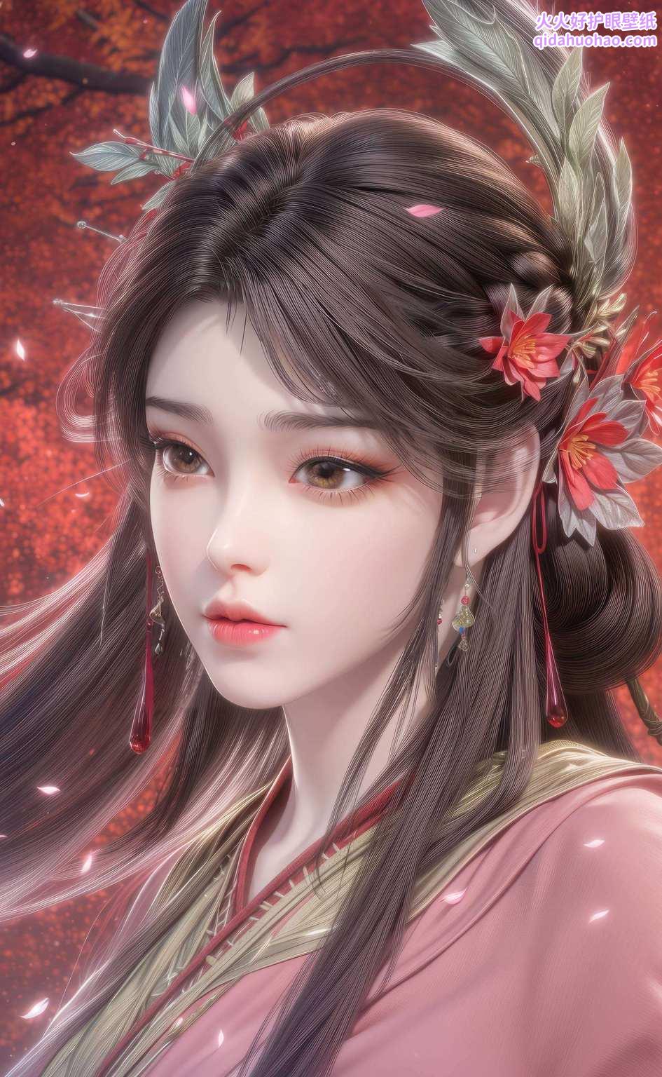 火灵儿那双灵动的眼睛简直是为你的电脑桌面注入了一抹浪漫的玄幻色彩