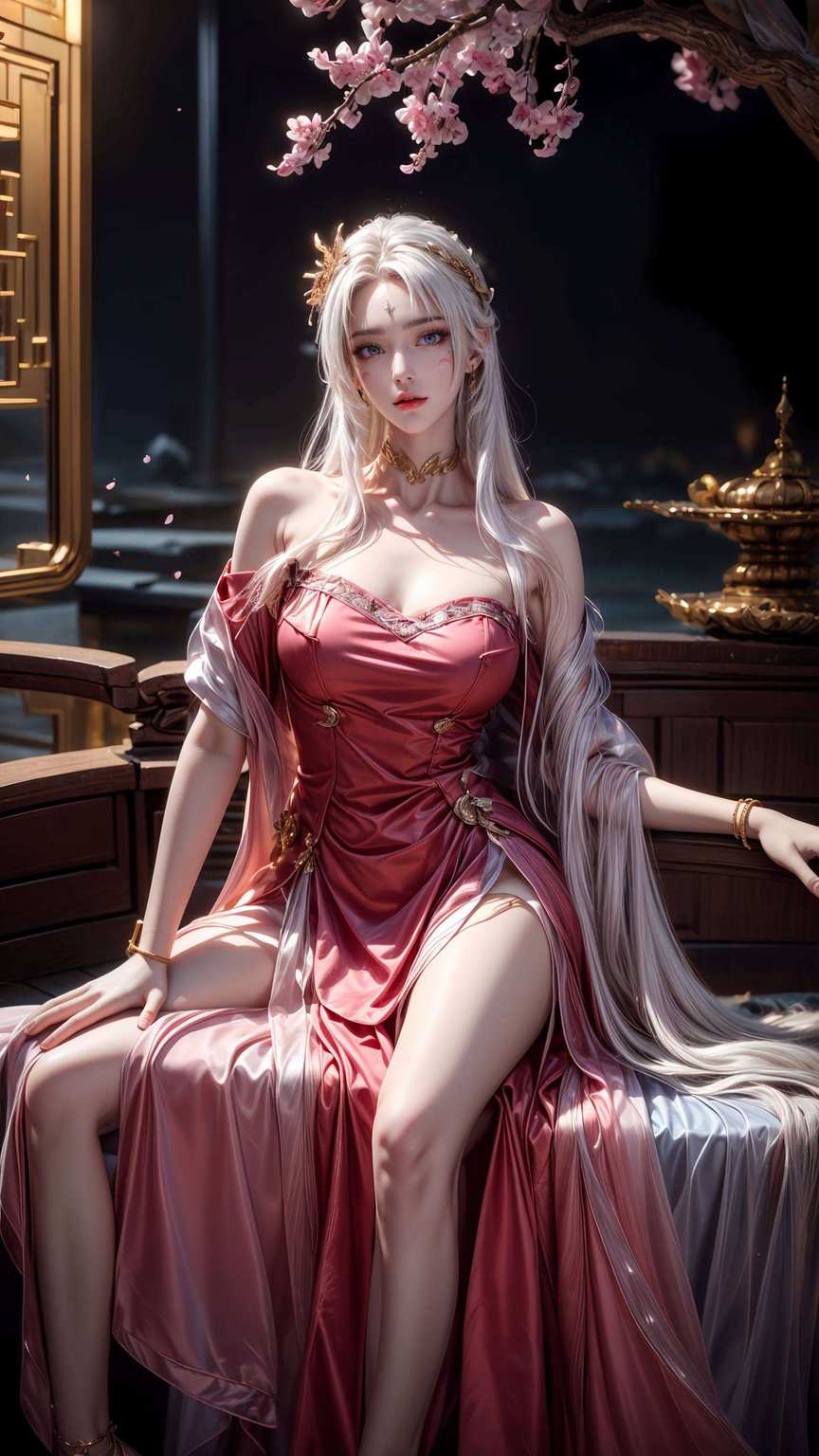 她漫步在完美世界的绚丽画卷中