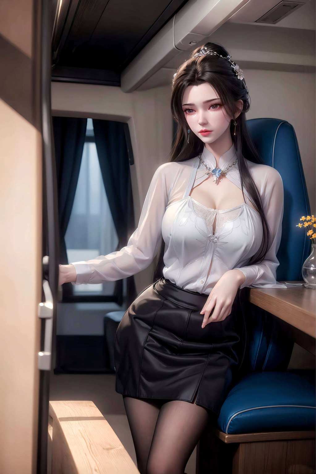 国漫女神的美貌令人惊叹；这边儿王林的背景两位国漫界的颜值担当同框