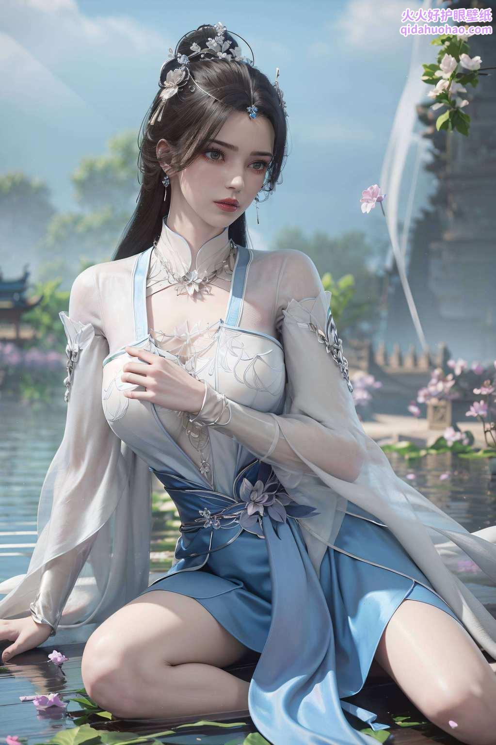 谁说极简壁纸不能有仙气？李慕婉用她的美貌和玄幻风还成了AI壁纸界的宠儿