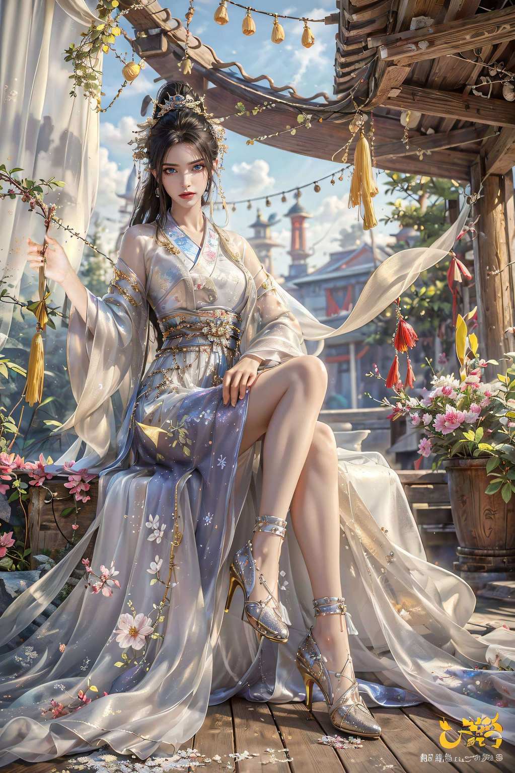 壁上画中方清雪舞