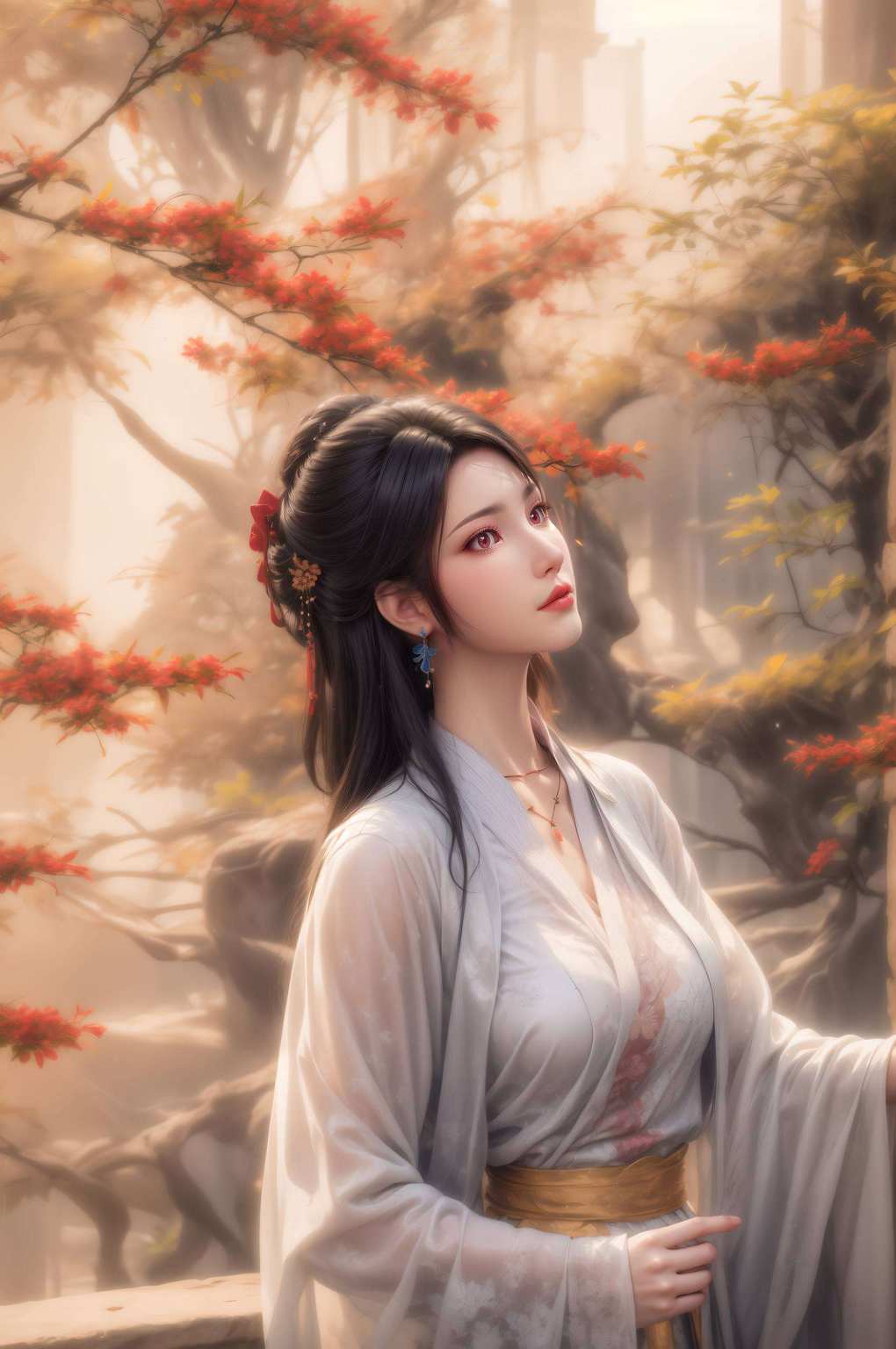 一袭青衣飘逸那飘逸的长发和深邃的眼神